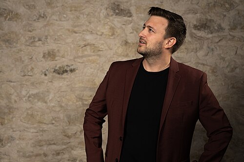 Noah Wagner, Film Director & Screenwriter, at the WikiPortraits studio at the 2025 SXSW Festival.