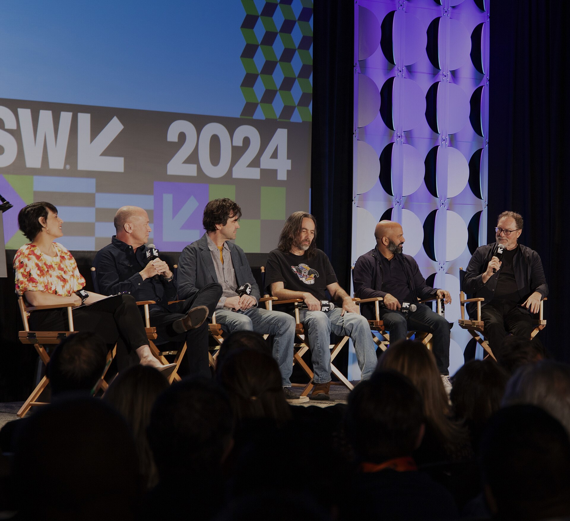 Office Space 25th Anniversary panel at South by Southwest 2024 featuring actors Ron Livingston, Mike Judge, Ajay Naidu, David Herman, Stephen Root and reporter Stacey Wilson Hunt