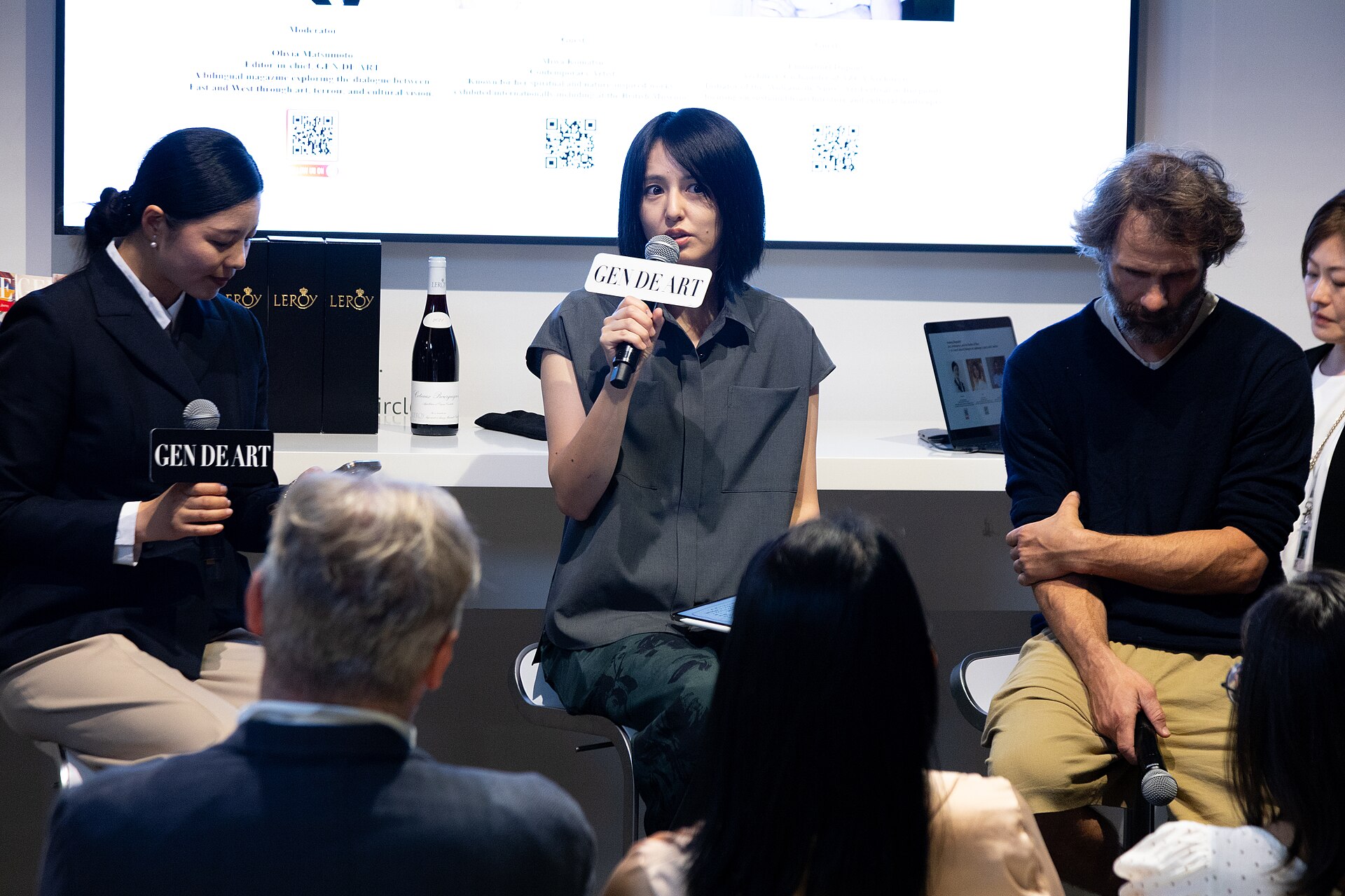 Olivia Matsumoto, Miwa Komatsu, and Emmanuel Dupont at the Art Basel international art fair in Basel, Switzerland in June 2025.