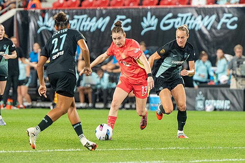 Olivia Moultrie and Jaelin Howell during Gotham FC vs Portland Thorns FC on 26 Sep 2025