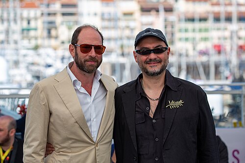Olivier Guez and Kirill Serebrennikov at 2025 Cannes Photocall for Das Verschwinden des Josef Mengele