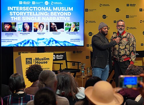 Omar Regan and Arshad Khan at Muslim House for Intersectional Muslim Stories Panel. Sundance, Park City UT. Jan 26, 2026