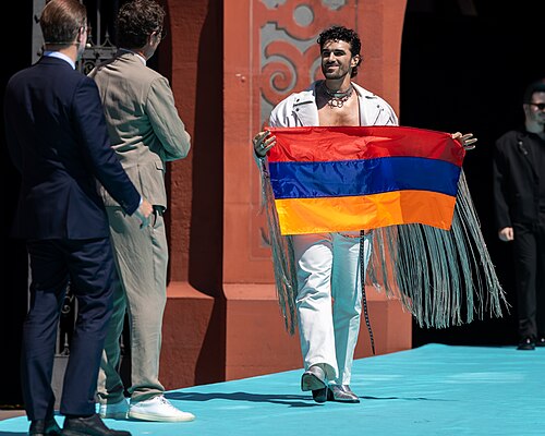 PARG, representing Armenia, on the Turquoise carpet at Eurovision 2025 in Basel, Switzerland.