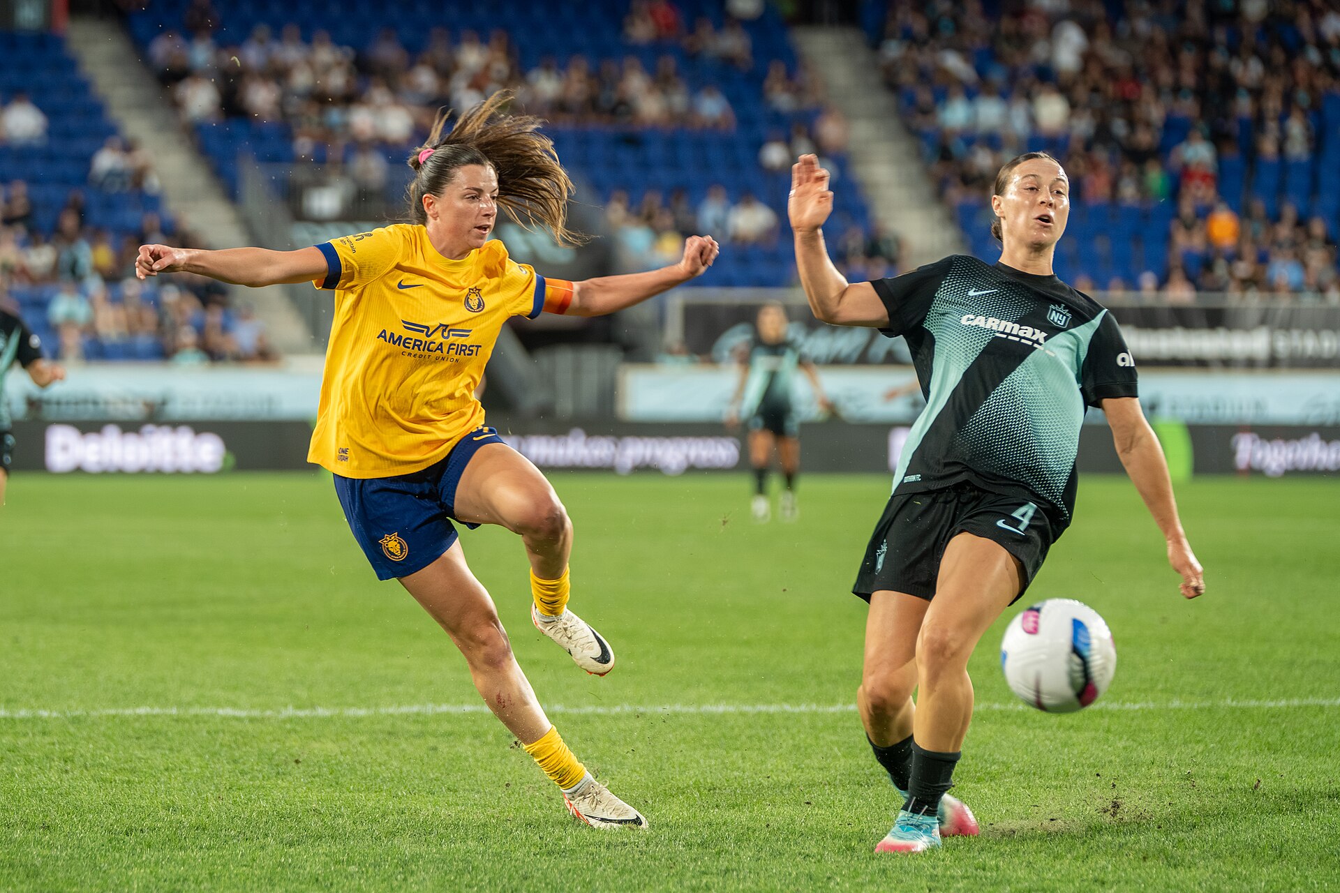 Paige Monaghan and Lilly Reale during Gotham FC vs Utah Royals on 23 Aug 2025