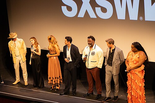 Paul Feig, Anna Kendrick, Blake Lively, Henry Golding, Bashir Salahuddin, Andrew Rannells, and Alex Newell at the 2025 South by Southwest festival.