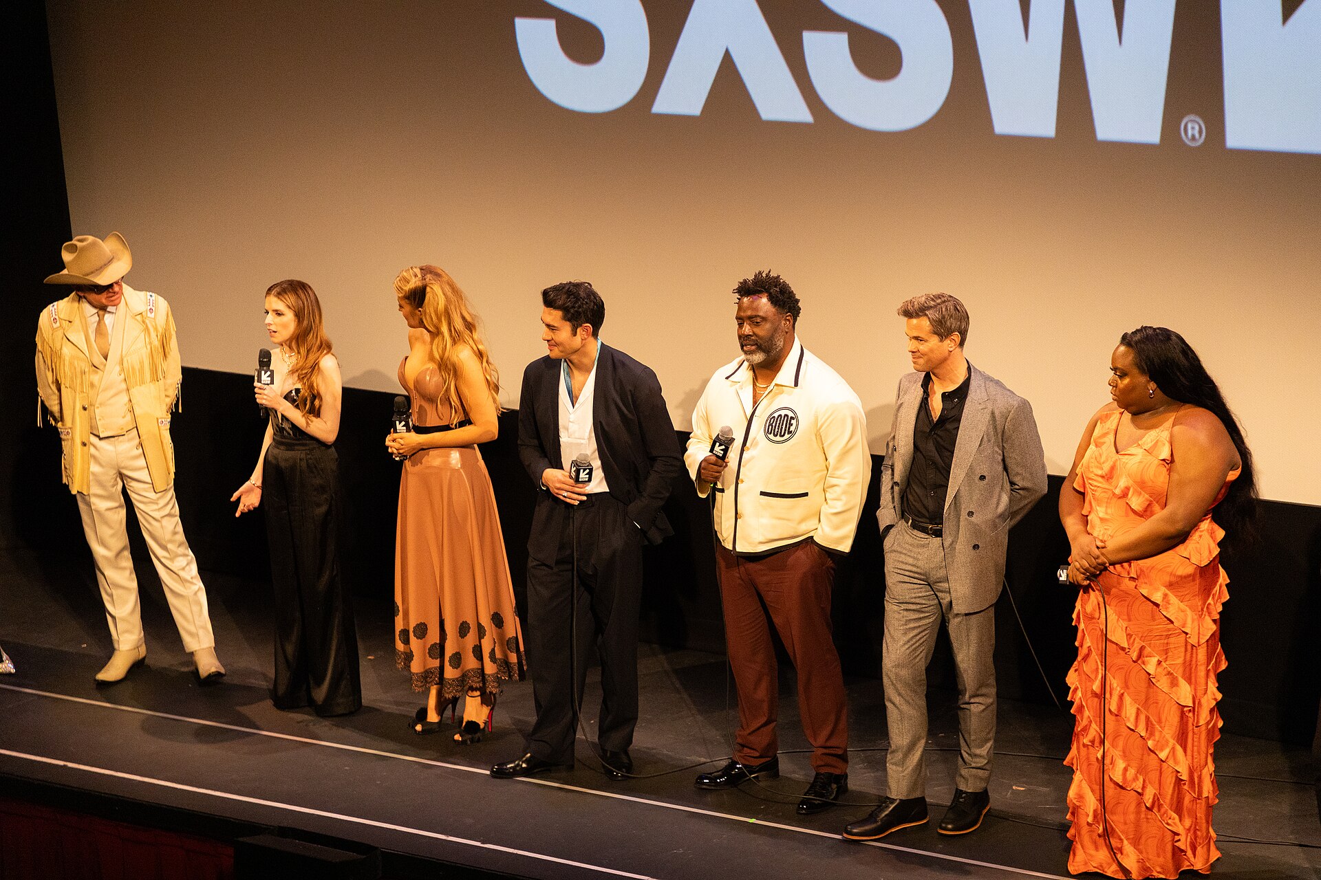 Paul Feig, Anna Kendrick, Blake Lively, Henry Golding, Bashir Salahuddin, Andrew Rannells, and Alex Newell at the 2025 South by Southwest festival.