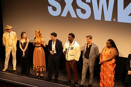 Paul Feig, Anna Kendrick, Blake Lively, Henry Golding, Bashir Salahuddin, Andrew Rannells, and Alex Newell at the 2025 South by Southwest festival.