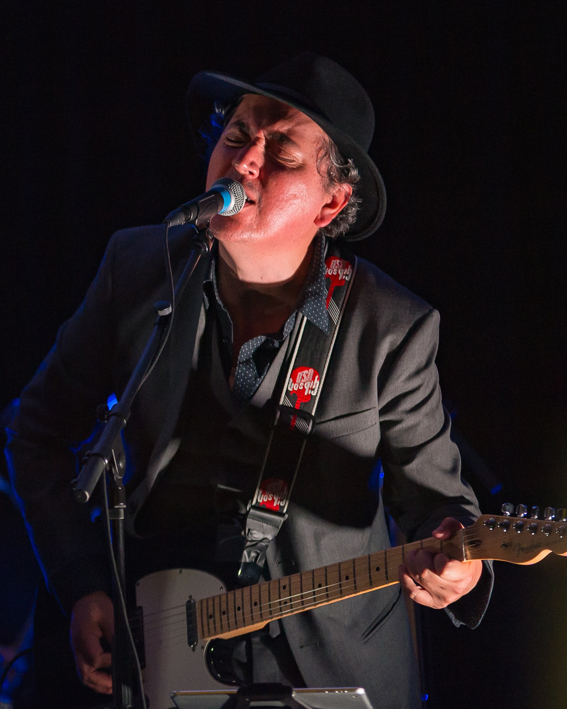 Pedro Carmona-Alvarez on stage with Frode Grytten Beat Band at Canal Street festival, 2017
