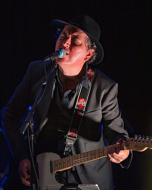Pedro Carmona-Alvarez on stage with Frode Grytten Beat Band at Canal Street festival, 2017