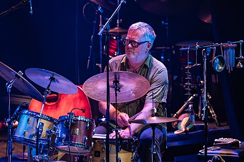 Per Oddvar Johansen performs (with Espen Berg) at the Canal Street festival, 2025