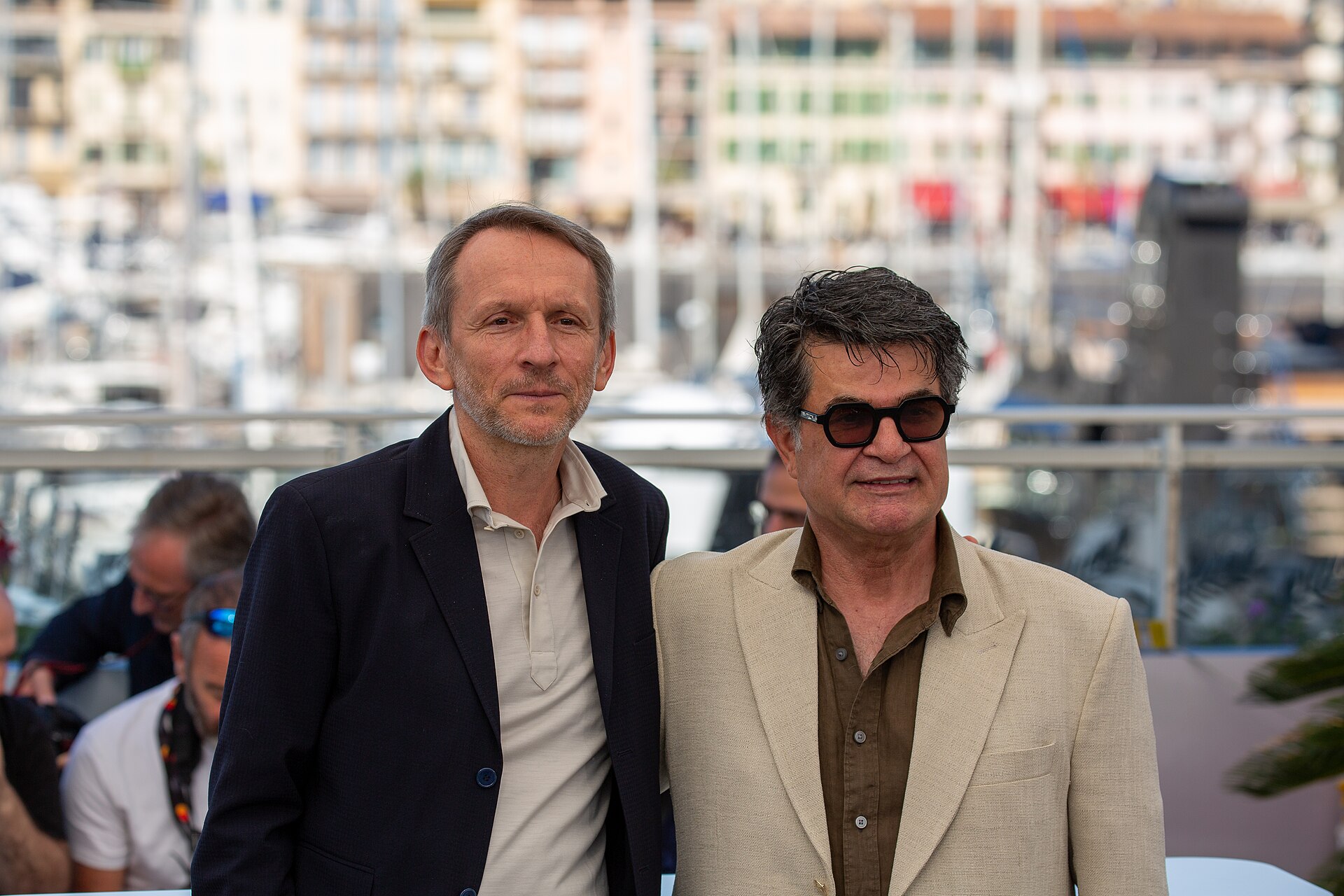Philippe Martin and Jafar Panahi at 2025 Cannes Photocall