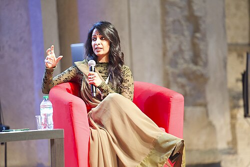 Preethi Nallu, executive director of Report for the World, speaking at the International Journalism Festival 2024 in Perugia, Italy on a panel called How India's independent media are collaborating to cover the parliamentary elections…and beyond.
