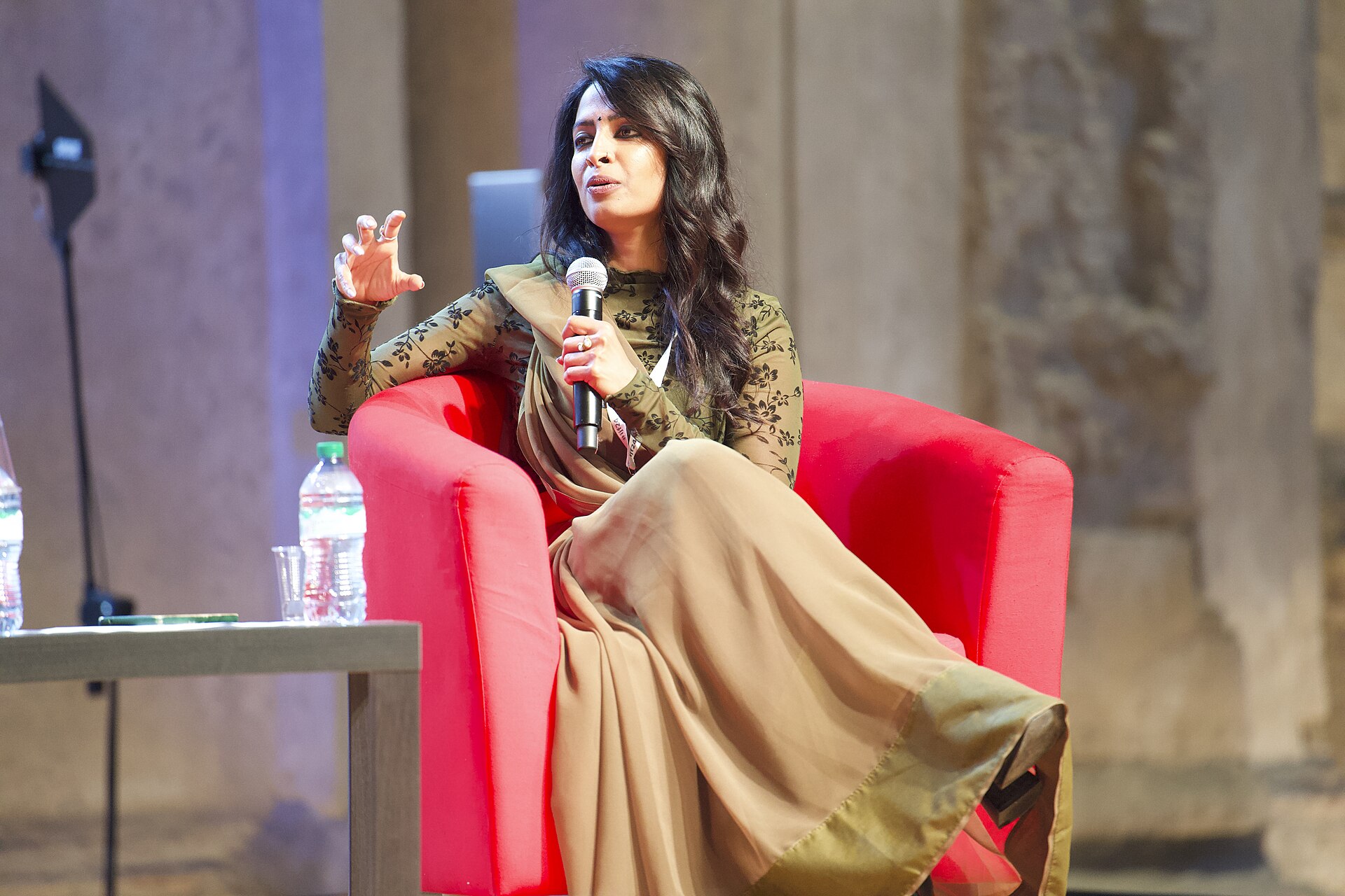 Preethi Nallu, executive director of Report for the World, speaking at the International Journalism Festival 2024 in Perugia, Italy on a panel called How India's independent media are collaborating to cover the parliamentary elections…and beyond.