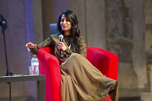 Preethi Nallu, executive director of Report for the World, speaking at the International Journalism Festival 2024 in Perugia, Italy on a panel called How India's independent media are collaborating to cover the parliamentary elections…and beyond.