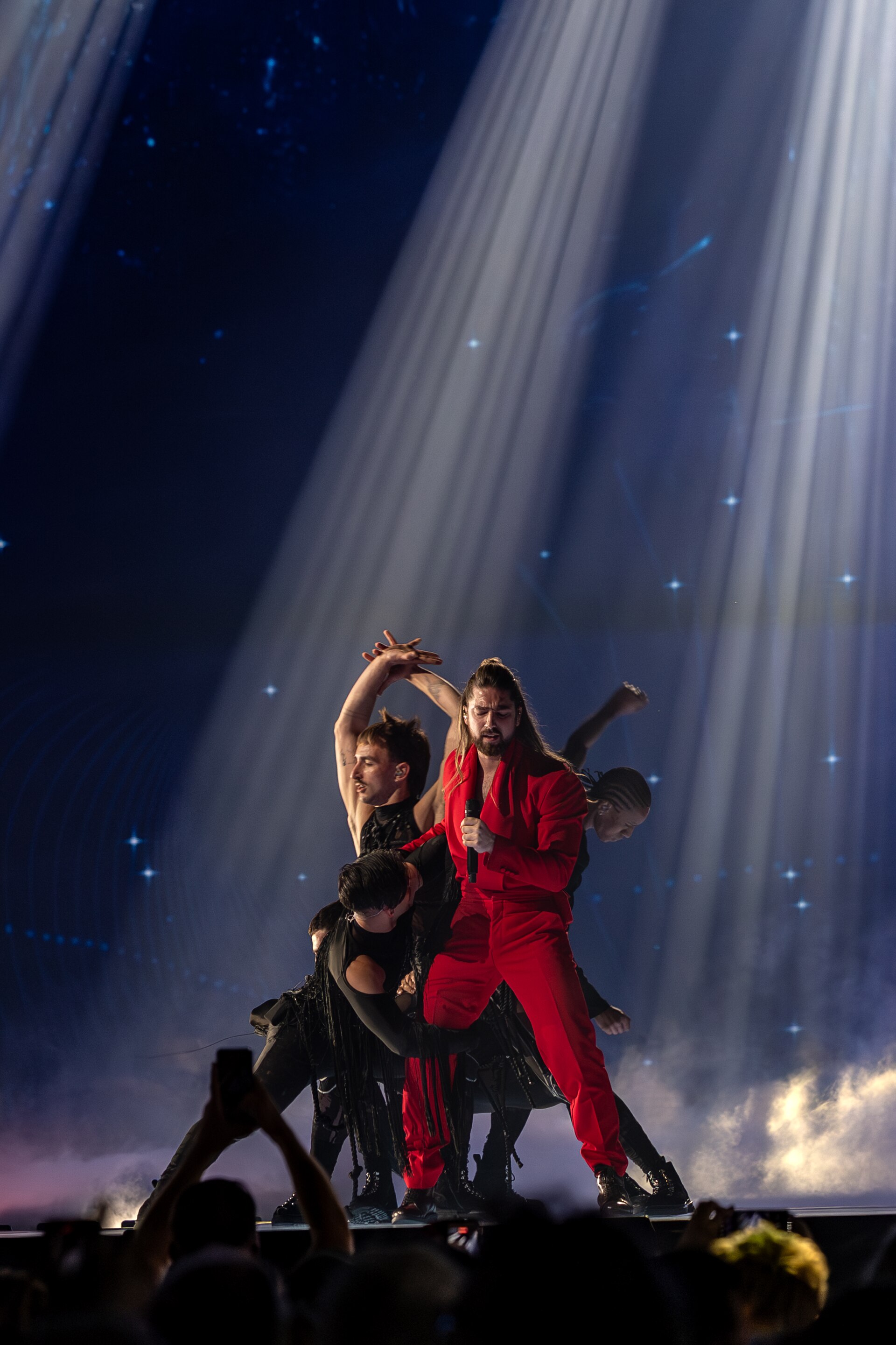 Princ, representing Serbia, performing at Eurovision 2025 in Basel, Switzerland.