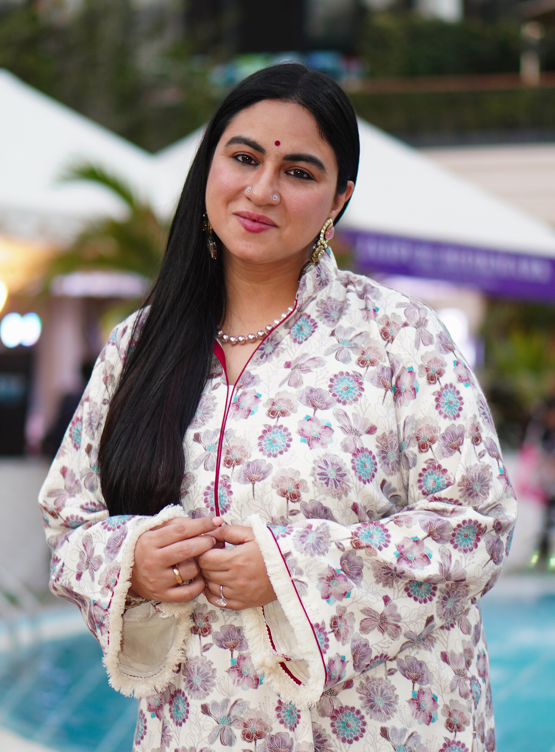 Indian poet and performer Priya Malik at Jaipur Literature Festival 2025. The event was held in Jaipur, Rajasthan, and featured a variety of literary figures and spoken word artists. This photograph was taken by Vikas Tanwar during her performance at the festival.