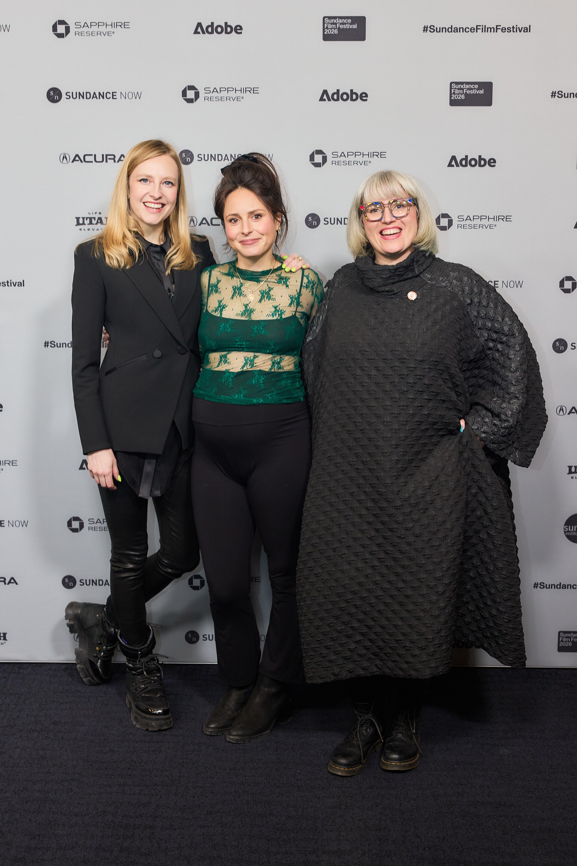 Rachel Crane, Abby Ellis and Caitlin Mae Burke at the 2026 Sundance Film Festival for The Lake