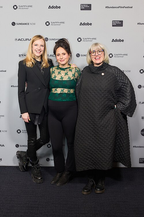 Rachel Crane, Abby Ellis and Caitlin Mae Burke at the 2026 Sundance Film Festival for The Lake