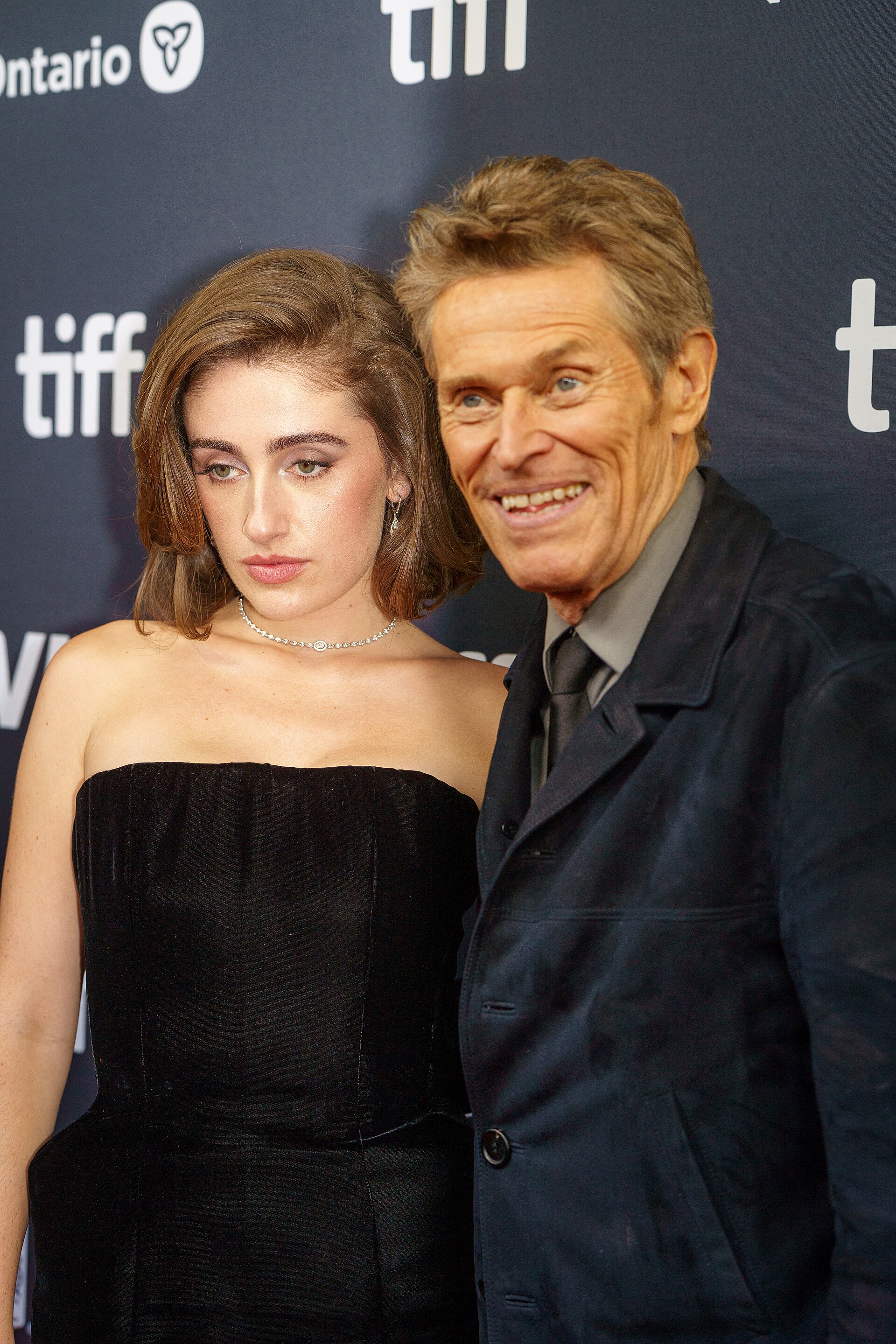 Rachel Sennott and Willem Dafoe at the 2024 Toronto International Film Festival (TIFF) for the movie SATURDAY NIGHT.