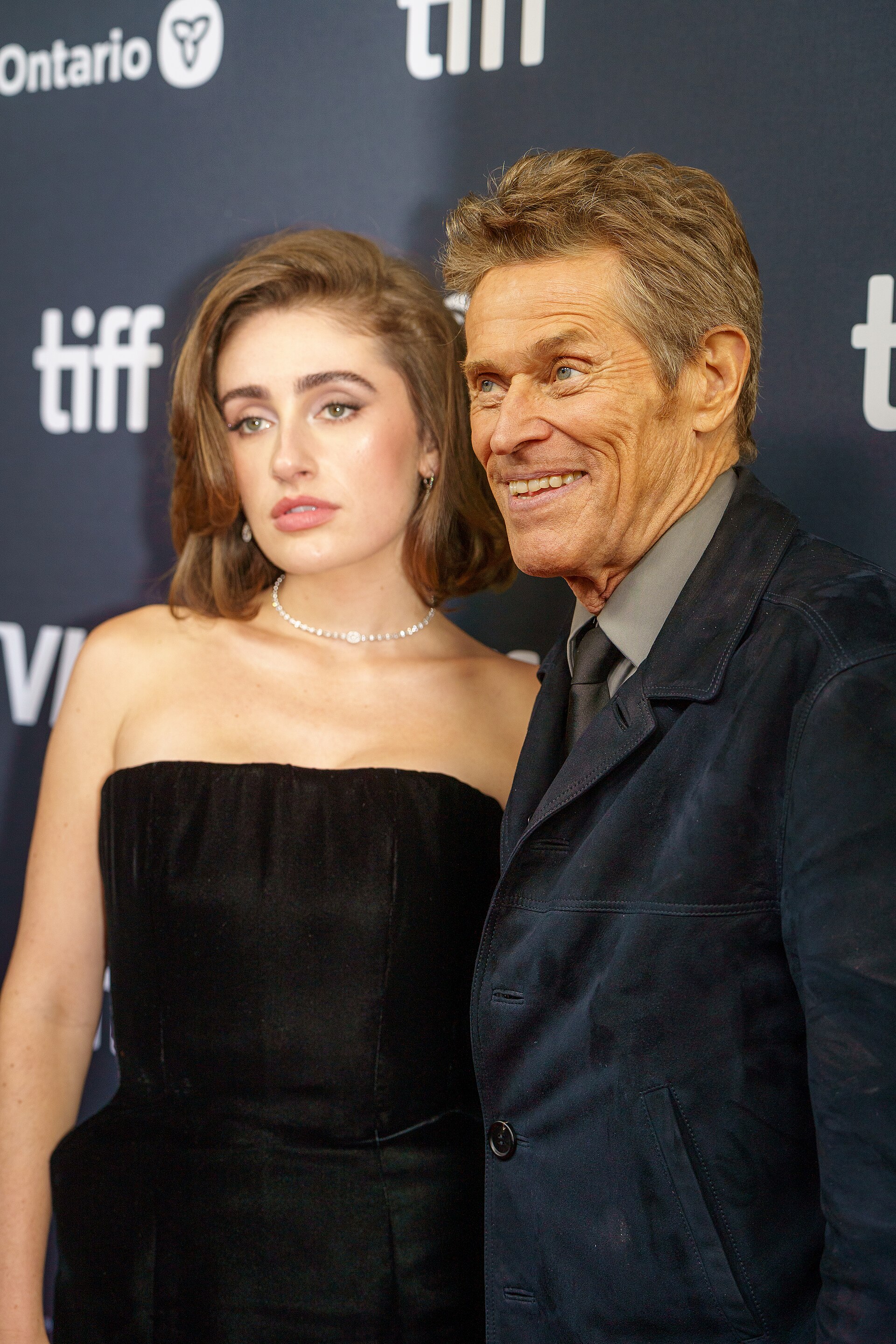 Rachel Sennott and Willem Dafoe at the 2024 Toronto International Film Festival (TIFF) for the movie SATURDAY NIGHT.