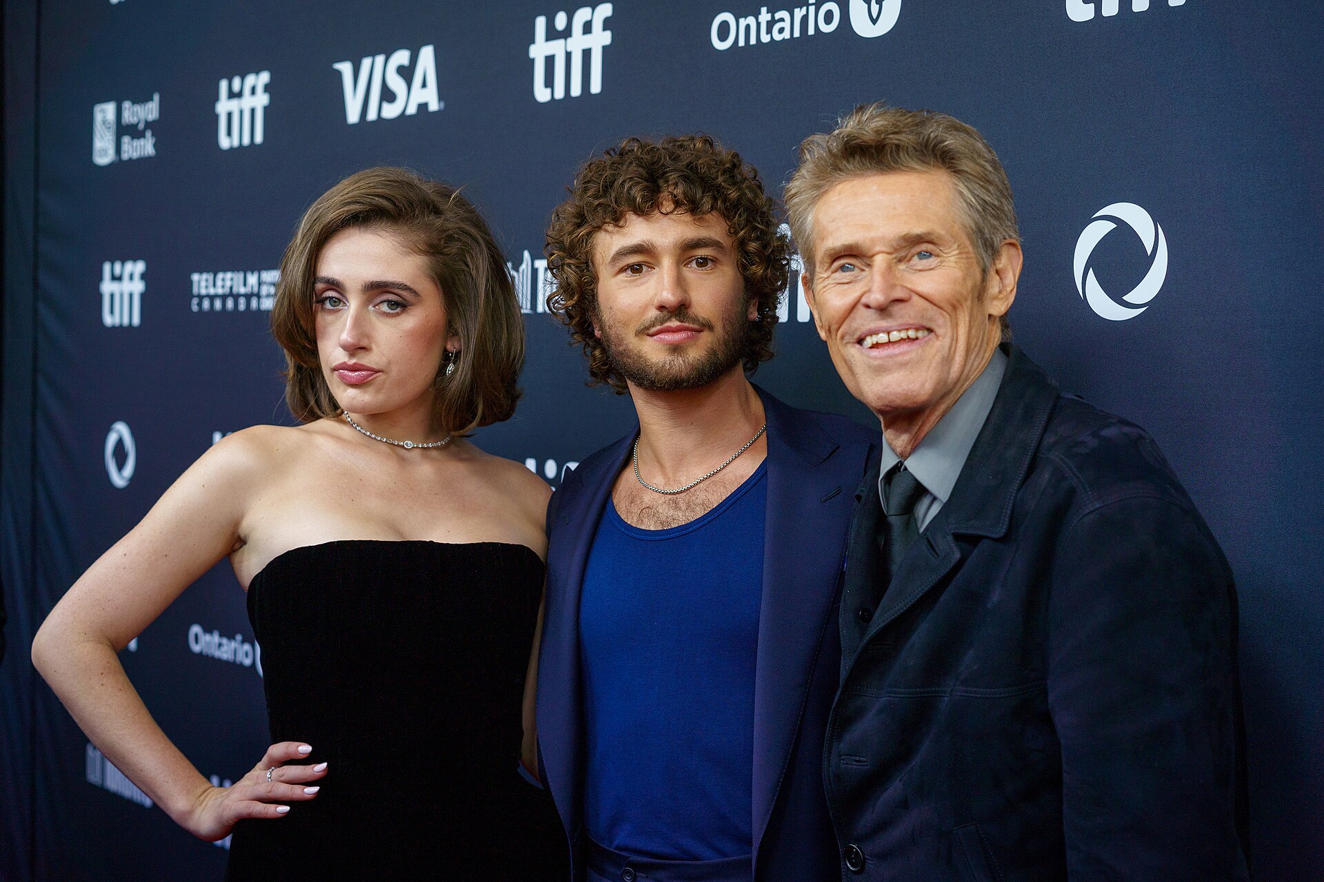 Rachel Sennott, Gabriel LaBelle, and Willem Dafoe at the 2024 Toronto International Film Festival (TIFF) for the movie SATURDAY NIGHT.