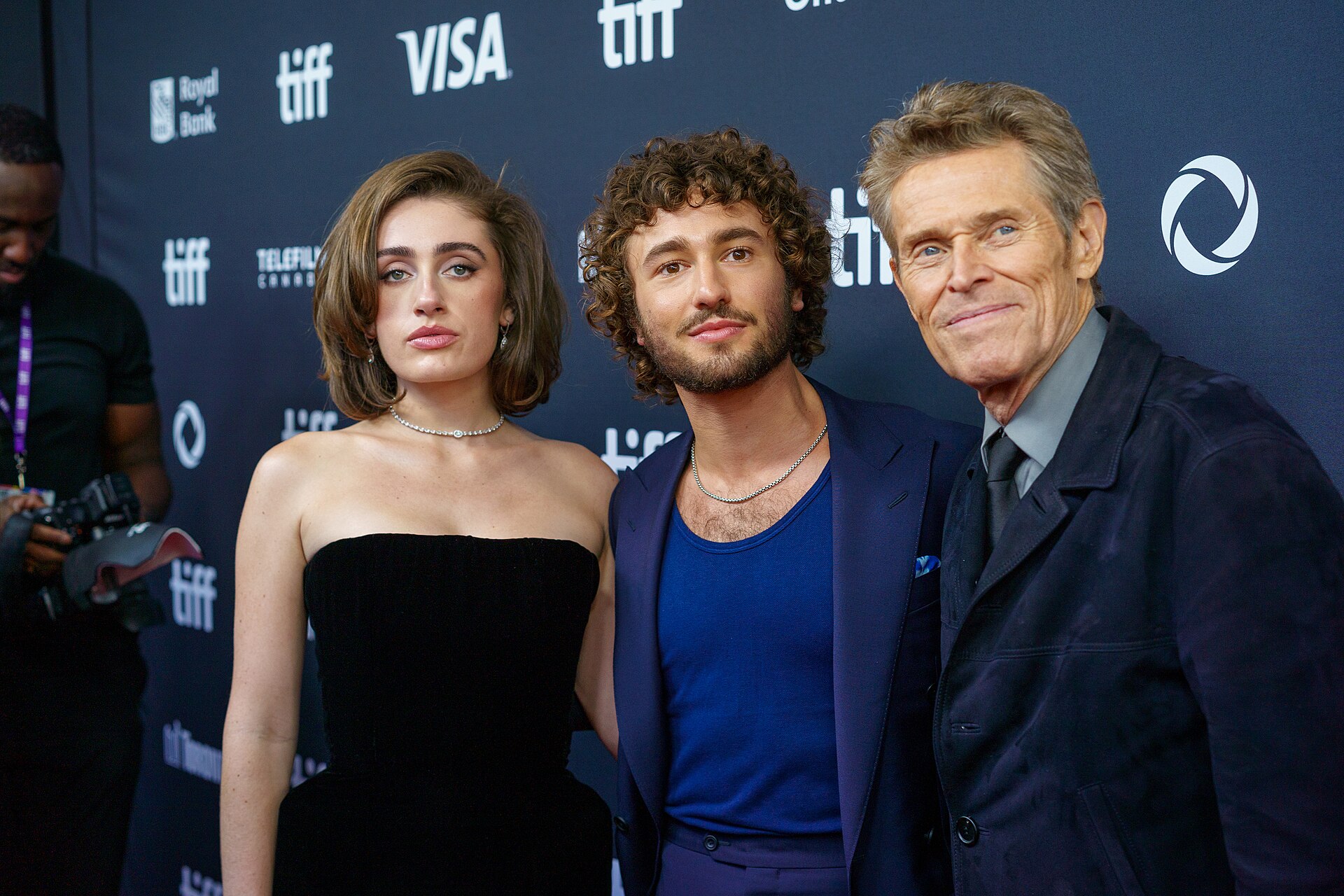 Rachel Sennott, Gabriel LaBelle, and Willem Dafoe at the 2024 Toronto International Film Festival (TIFF) for the movie SATURDAY NIGHT.