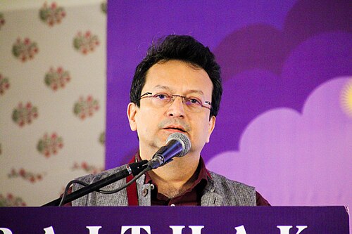 Ranjit Hoskote, poet, at the 2025 Jaipur Literature Festival in Jaipur, India.