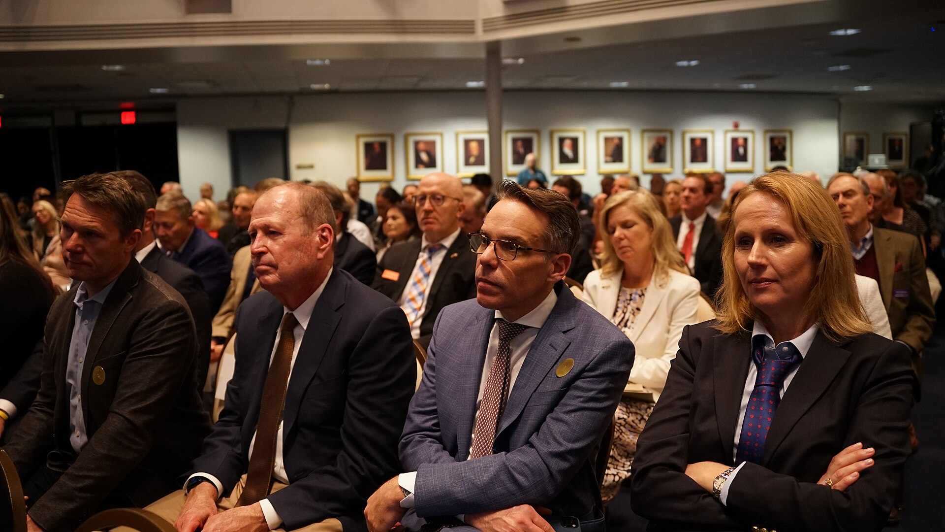 Paulina Kapuścińska, Anders Linder, and audience at Reagan Foundation event "A Conversation with Ambassador Matthew Whitaker"