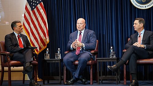 David Trulio, Matthew Whitaker, Joseph Popolo at Reagan Foundation event "A Conversation with Ambassador Matthew Whitaker"