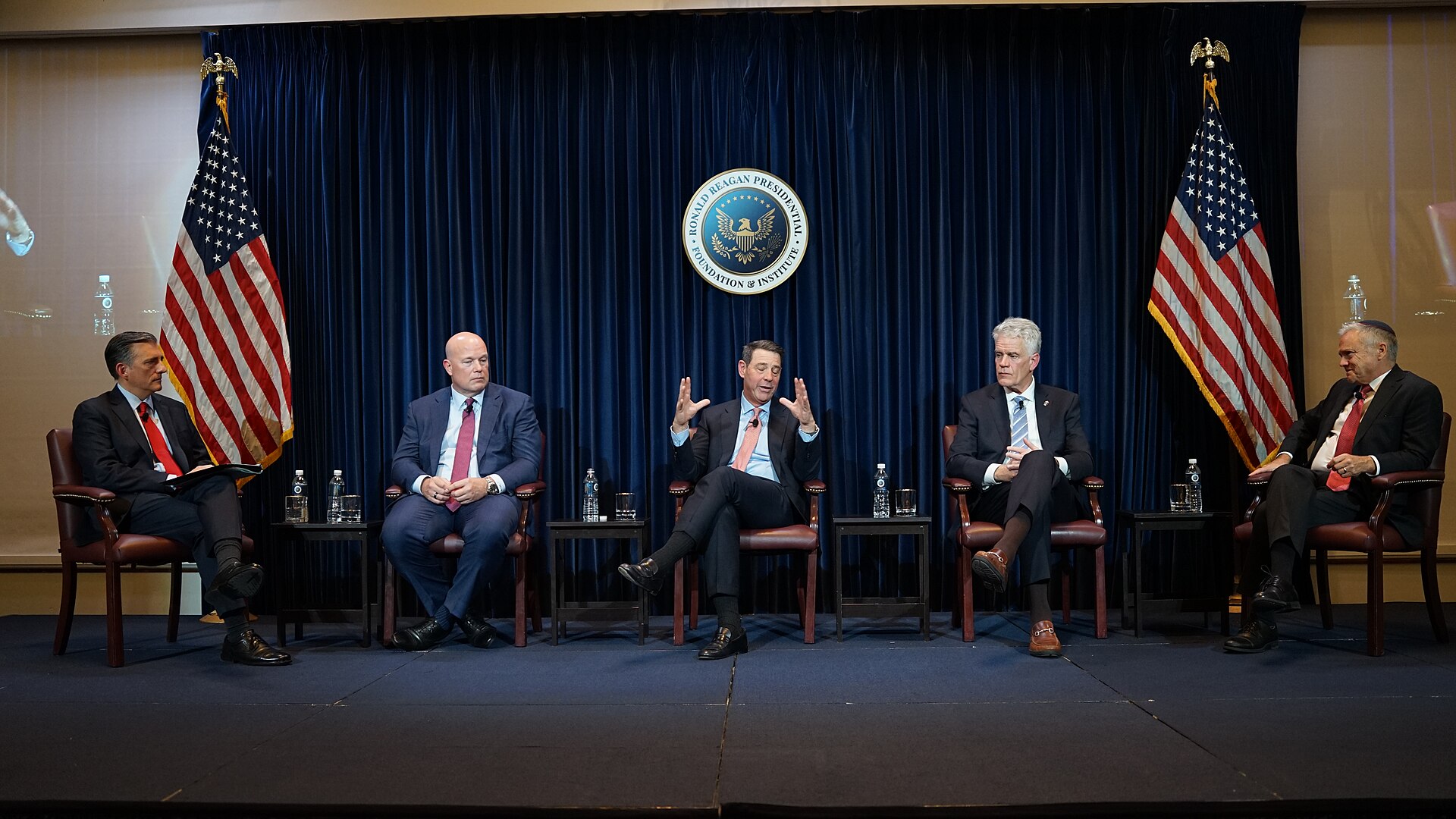 David Trulio, Matthew Whitaker, Joseph Popolo, Nicholas Merrick, Tom Rose at Reagan Foundation event "A Conversation with Ambassador Matthew Whitaker"