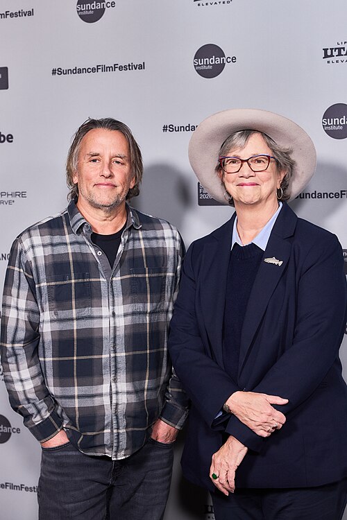 Richard Linklater and Anne Thompson at Nouvelle Vague screening, Sundance 2026