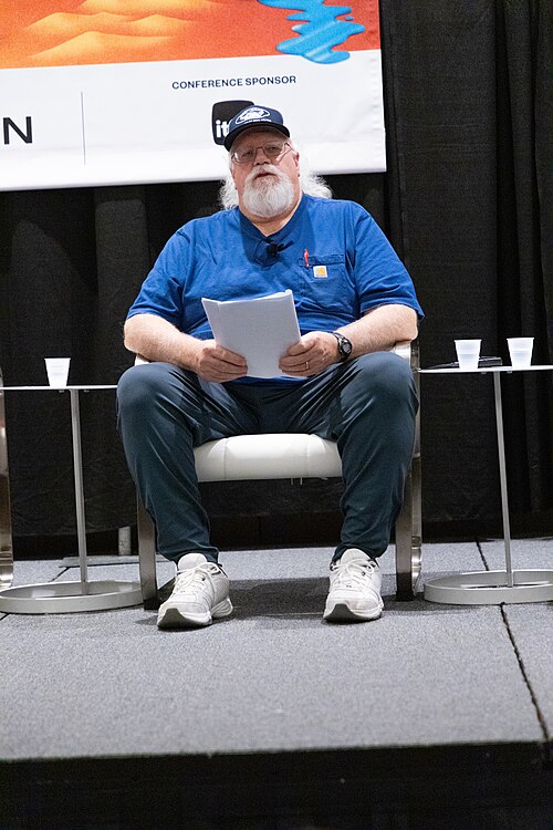 Ron Garner, state board president of Puget Sound Anglers, at the 2025 South by Southwest festival.