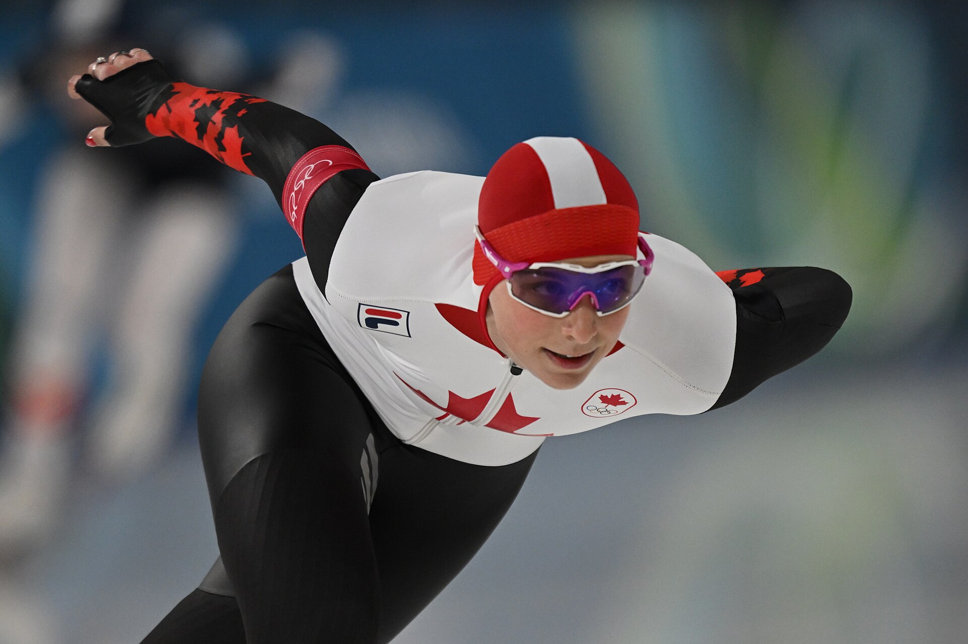 MILAN, ITALY - 09 FEBRUARY 2026: Rose Laliberte-Roy of team Canada compete during the Speed Skating Women's 1000m at the Olympic Winter Games Milano Cortina 2026  Milano Ice Skating Arena on February 09, 2026 in Milan, Italy