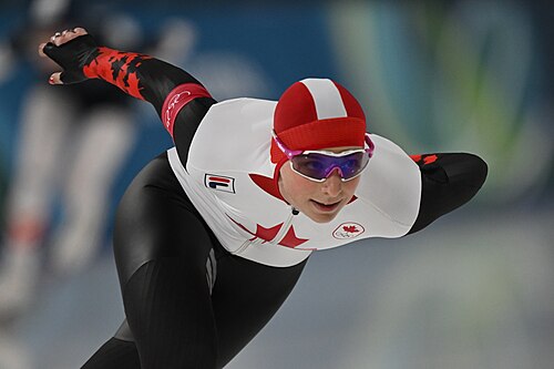 MILAN, ITALY - 09 FEBRUARY 2026: Rose Laliberte-Roy of team Canada compete during the Speed Skating Women's 1000m at the Olympic Winter Games Milano Cortina 2026  Milano Ice Skating Arena on February 09, 2026 in Milan, Italy