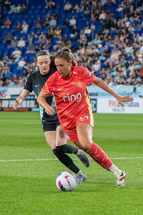 Rose Lavelle and Jayden Perry during Gotham FC vs Portland Thorns FC on 26 Sep 2025