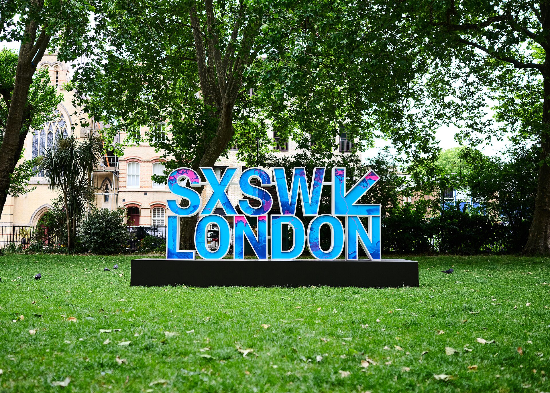 A 3D sign erected in Hoxton Square during the 2025 SXSW London Festival