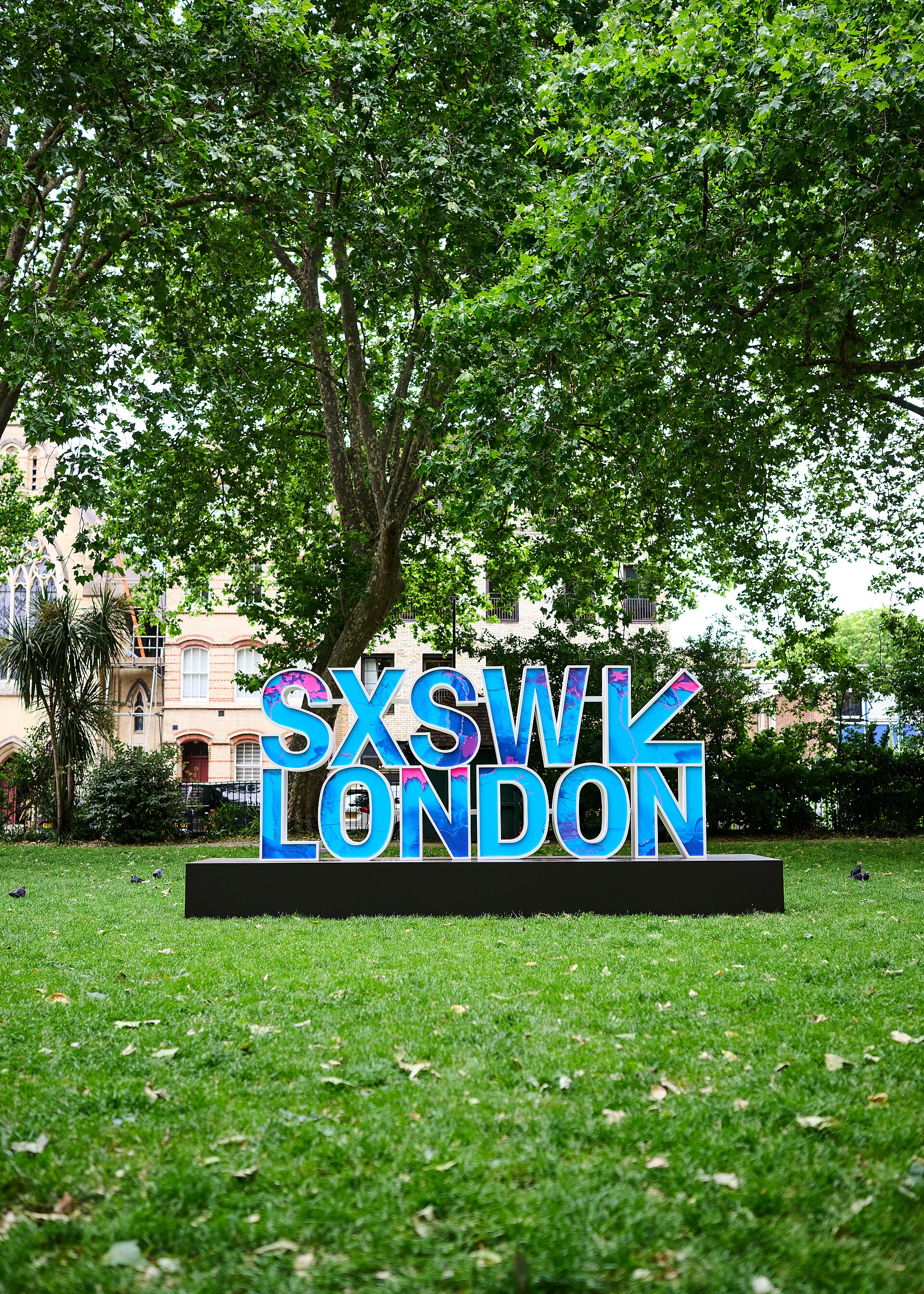 A 3D sign erected in Hoxton Square during the 2025 SXSW London Festival