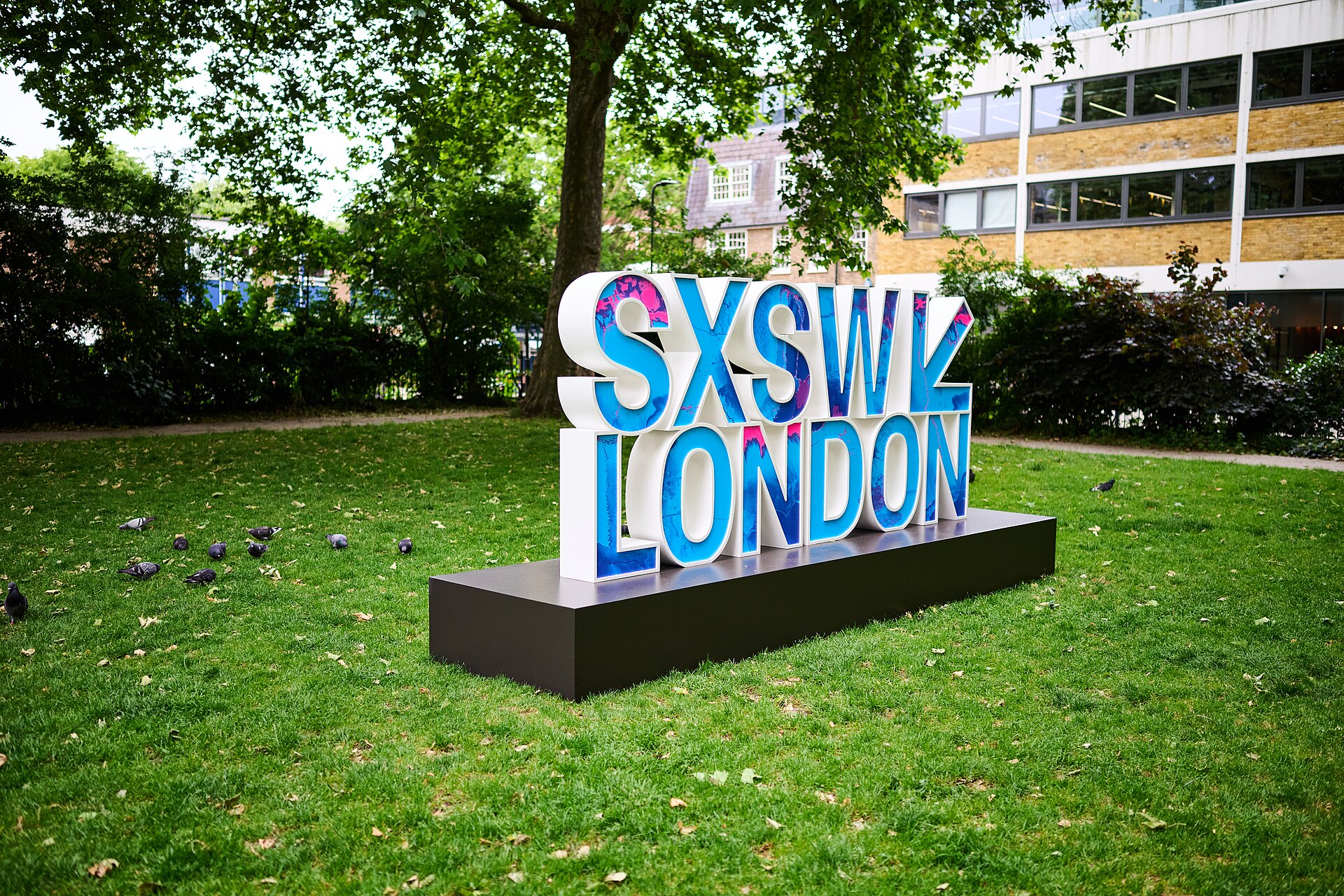 A 3D sign erected in Hoxton Square during the 2025 SXSW London Festival
