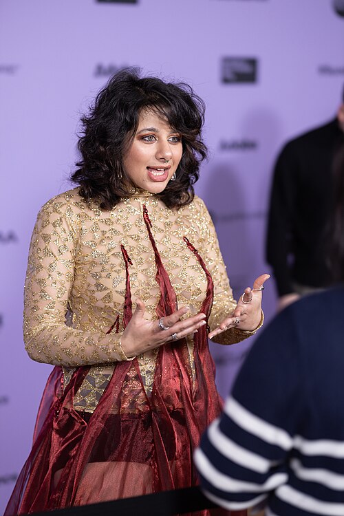 Safiyya Ingar being interviewed by journalists at the 2024 Sundance Film Festival on January 18, 2024.