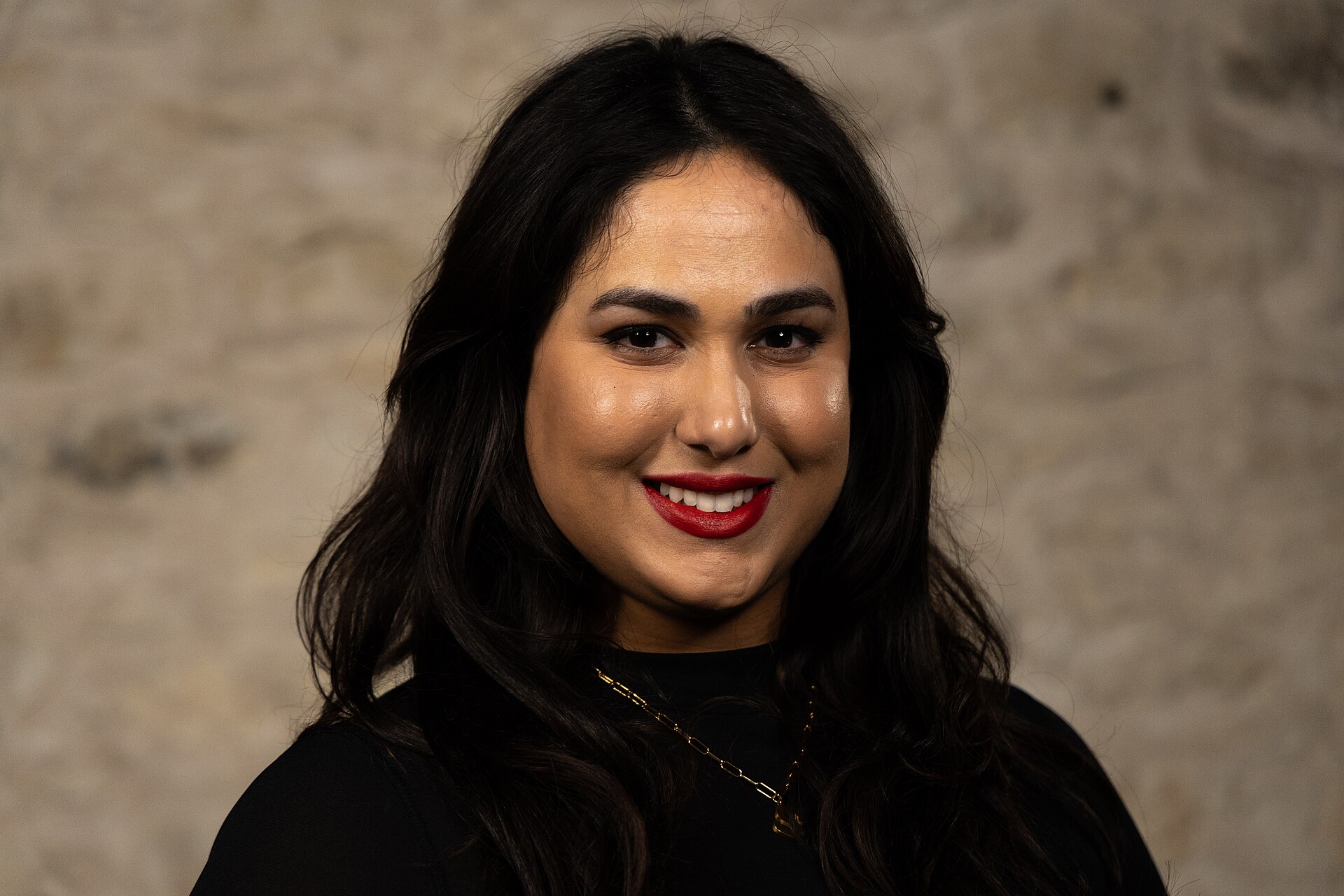 Sanjida Humayun, Manager of Automation and Technology, at the WikiPortraits studio at the 2025 SXSW Festival.