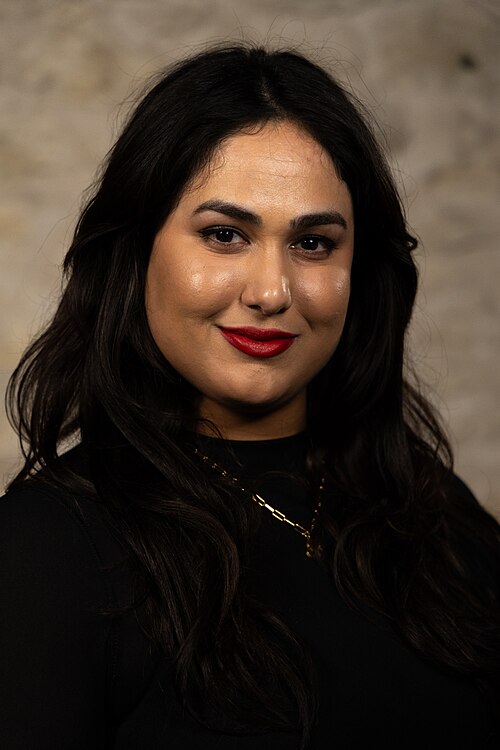 Sanjida Humayun, Manager of Automation and Technology, at the WikiPortraits studio at the 2025 SXSW Festival.