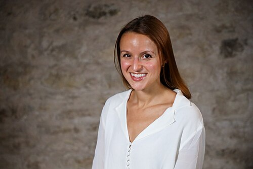 Sarah Brandt at SXSW in March 2024. Taken as part of the WikiPortraits project.