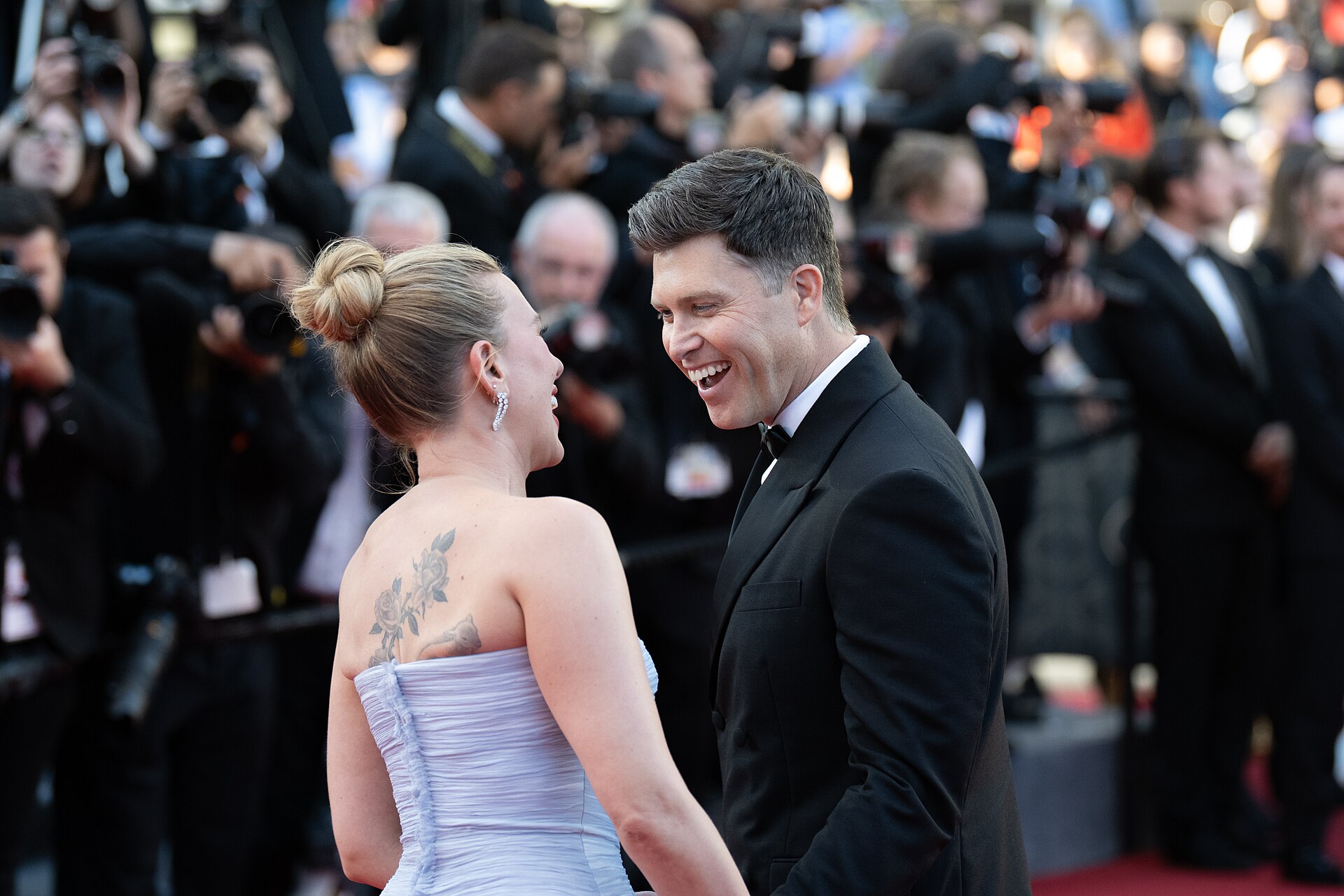 CANNES, FRANCE - 20 MAY 2025: Scarlett Johansson, Colin Jost attends the "Vie Privée" (A Private Life) red carpet at the 78th annual Cannes Film Festival