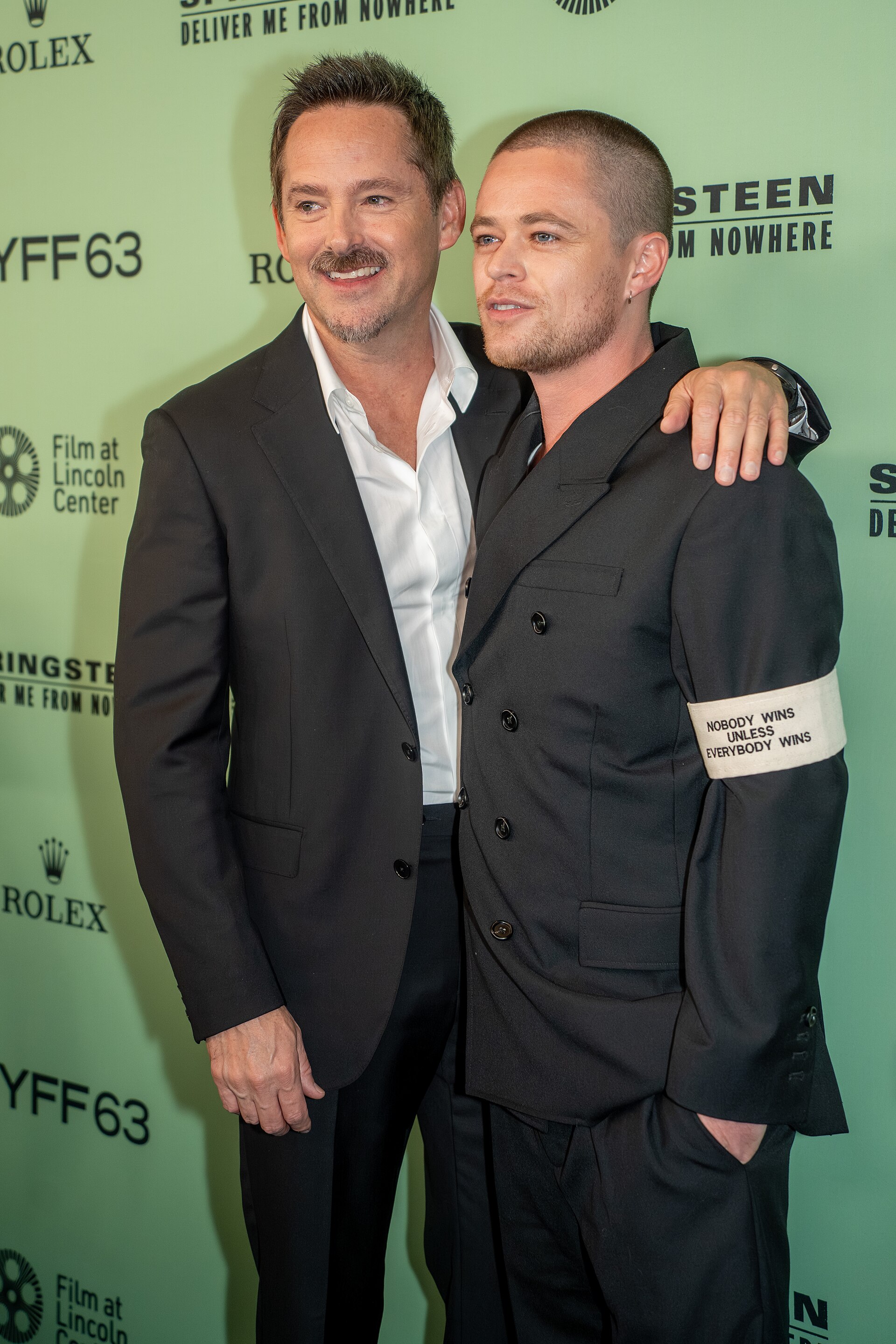 Scott Cooper and Harrison Gilbertson at the 63rd annual New York Film Festival at Lincoln Center in 2025 for the film Springsteen: Deliver Me from Nowhere