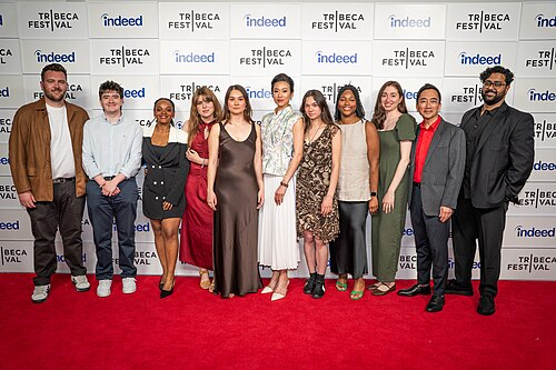 Seán Mackey, Nicholas Smyth, Tracey Murray, Maria Elena Capra, Olivia Owyeung, Quanna Luo Masterson, Leah Dawson, Toyosi Fuwa, Claudia Morles Sosa, David K. S. Tse, and Harpal Mudhar, , at a 2025 Tribeca Film Festival red carpet in New York City for the film Red Egg and Ginger Face.