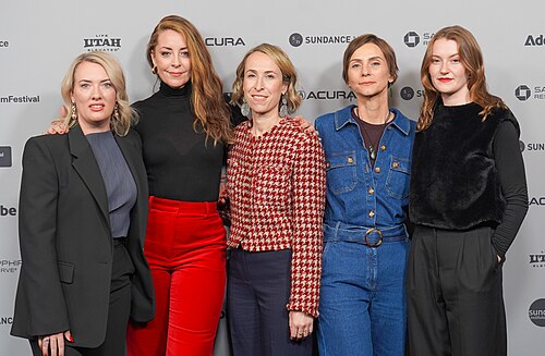 Selina Miles, Bernadette Murray, Blayke Hoffman, Sarah Noonan and Nell O'Grady at Silenced premiere during the 2026 Sundance Film Festival (2)