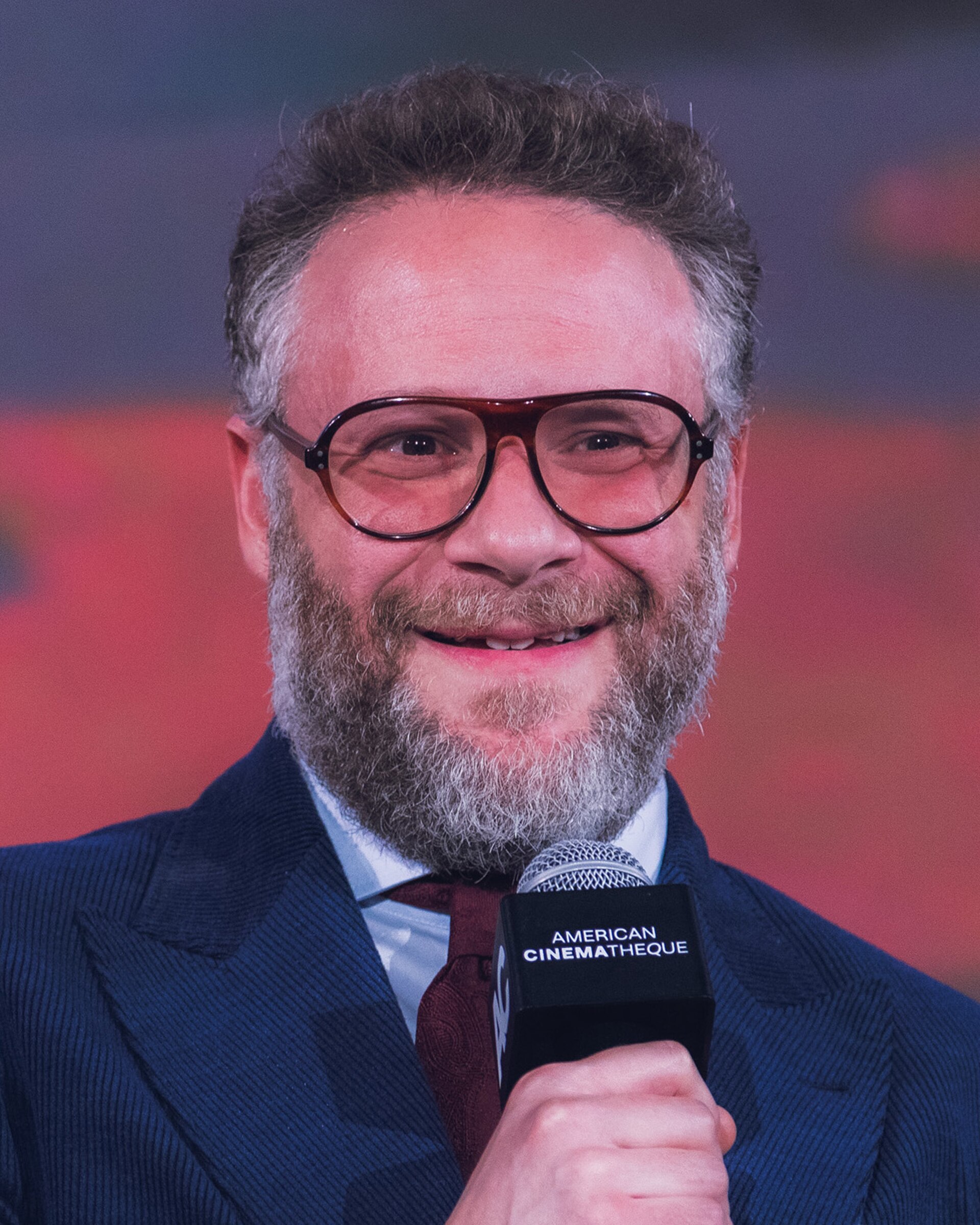 Seth Rogen speaking at the Los Angeles premiere of Good Fortune