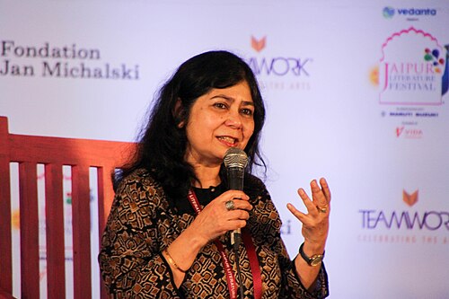 Shrabani Basu, journalist and historian, at the 2025 Jaipur Literature Festival in Jaipur, India.