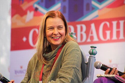 Silvija Jestrovic, writer and academic, at the 2025 Jaipur Literature Festival in Jaipur, India.