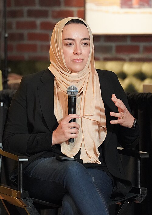 Sohad Murrar, researcher, speaking on Intersectional Muslim Stories panel at The Muslim House, Sundance, Park City UT. Jan 26, 2026